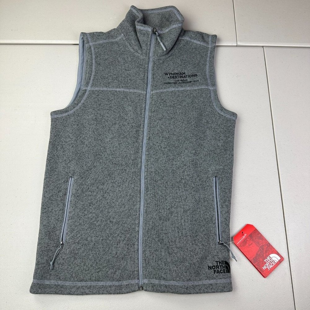 The North Face‎ Sweater Fleece Vest Men's Medium S Gray Full-Zip w/Logos New NWT